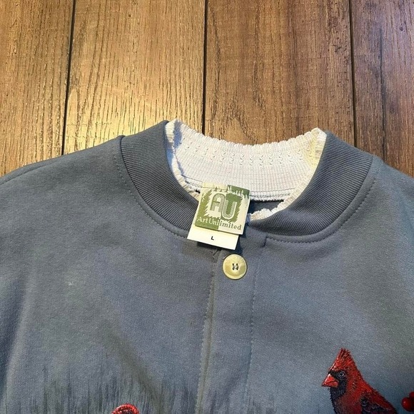 Vintage Art Unlimited Birds Cardigan Women's Large Made In USA - Picture 3 of 7